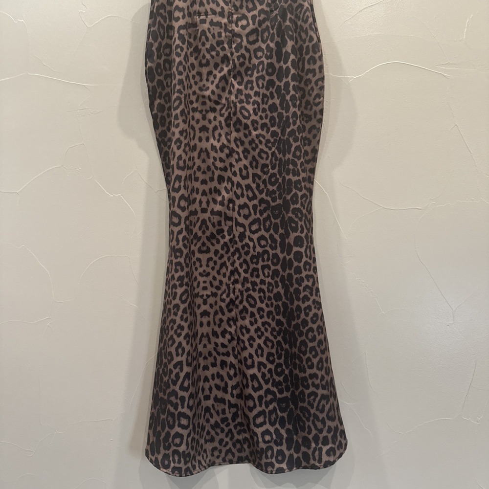 Cheetah Print Polyester Trumpet Flare Maxi Skirt Sz S - Picture 6 of 7